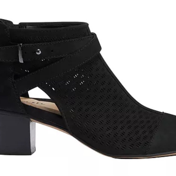 Earth Black Leros Gaia Peep-Toe Ankle Booties - Picture 2 of 11